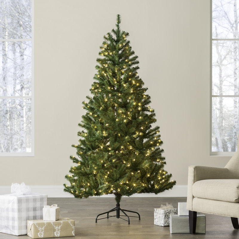 Norwood Fir Green Spruce Artificial Christmas Tree with White Lights & Reviews Joss & Main